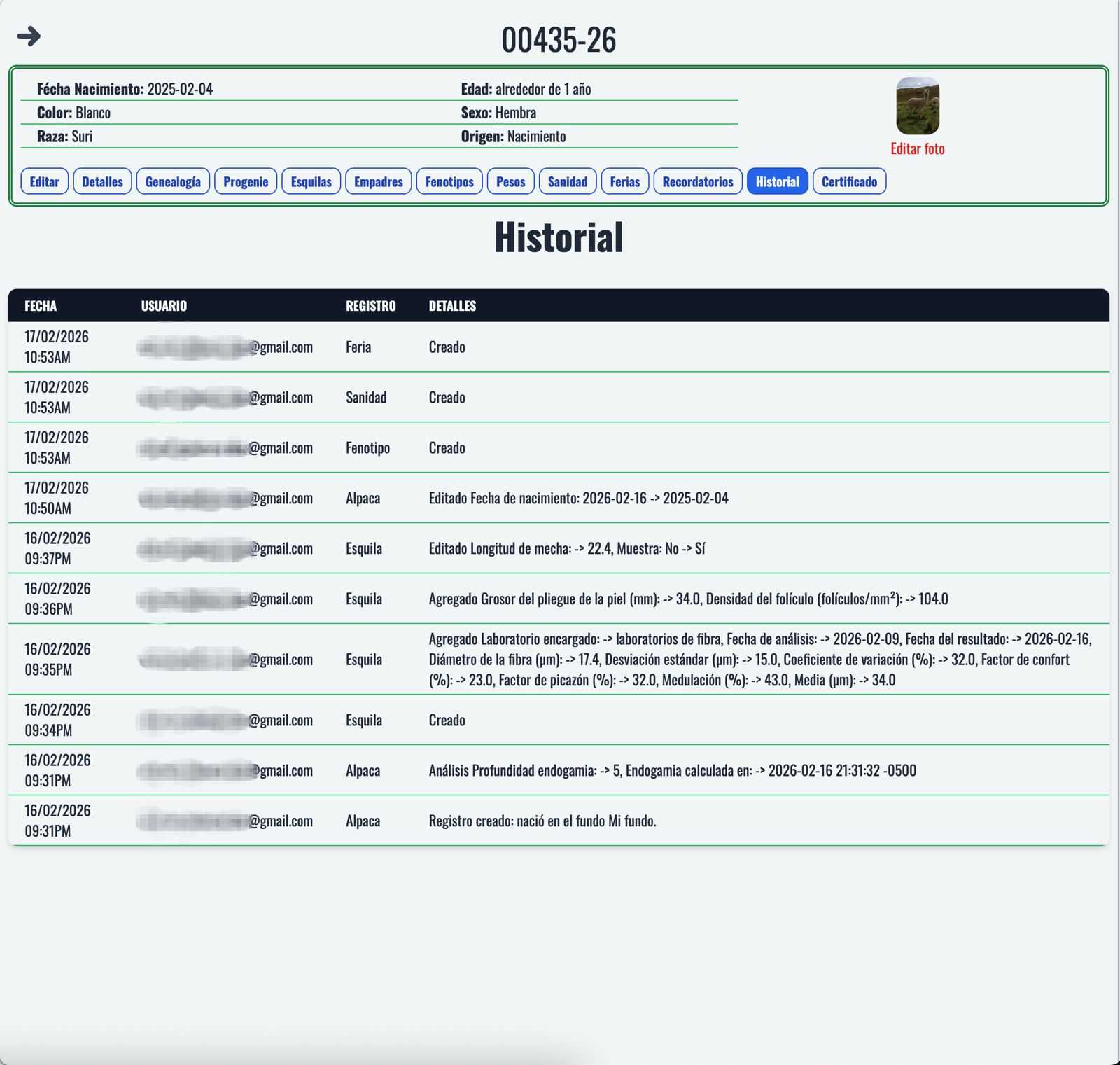 Historial de Actividades